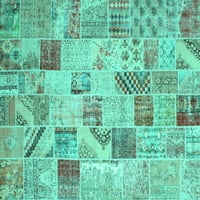 Ahgly Company u zatvoreni kvadratni patchwork tirkizne plave prelazne prostirke, 5 'kvadrat