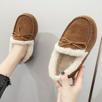 Oucaili Dame Loafers Plišane obložene zimske tople cipele na mokasin papuče modni luk stanovi pješačke
