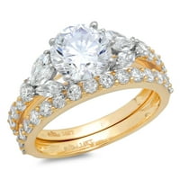 3. CT okrugli rez originalni kultivirani dijamant SI1-si i-j 18k žuti bijeli zlatni angažman vjenčani mladenci dizajnerski prsten bw set w kristalno bočno kamenje veličine 7.5