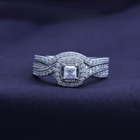 Princeza i okrugla laboratorija kreirala je Moissanite Diamond Halo Angagement Wedding Bridal Set prsten
