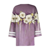 Ženski rukav vrhovi cvjetni košulje Dressy Casual Tunic Dugme Dolje odjeća Modni kardigan V izrez Cardigans