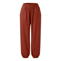 Safuny ženski pamučni posteljina jogger dukseri casual cofy elastični struk trendi pantalone u boji