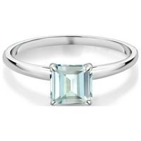 Gem Stone King 10k bijelo zlato nebo Plavi akvamarinski ženski zaručnički prsten