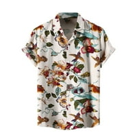 DTIDTPE muški dugi rukav majice muške havajske majice ptica i cvijeća kratki rukav isključite košulju