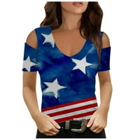 Američka majica Patriotske majice žene, 4. jula odijela za žene, ženski kratki rukav USA zastava Grafički