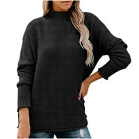 Tdoqot džemperi za žene - pop pletit novi božićni i zahvalnici Turtleneck tiskani pulover pokloni za