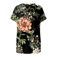 Ženski bluze V-izrez cvjetna bluza Ležerne prilike za žene kratki rukav ljetni vrhovi crni l