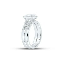 10kt bijeli zlatni okrugli dijamantski halo bridalni vjenčani prsten set CTTW