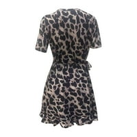 Suknje za žene ispod 15 dolara, V-izrez Leopard Print Sexy noćni klub Ruffle suknje haljina teniska