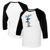 Mladića Tiny Turpap Bijeli crni los Angeles Dodgers Slugger Raglan rukav majica