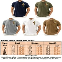 Sanviglor Mens T majice kratki rukav bluza Henley vrat Ljetni vrhovi labavi fit majica za odmor Basic