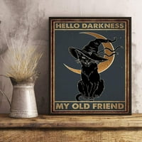 Crna mačka Witch Metal znak Halloween Dekor Pozdrav mrak Moj stari prijatelj Poster Retro plaketa za