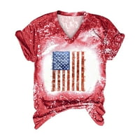 Odeerbi 4. jula kravata majice za žene Patriotska majica Dan neovisnosti Ispis labave bluze Modni casual v rect majica crvena