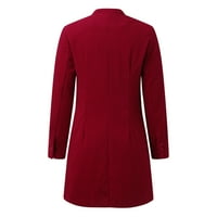 Xinqinghao Women Plus size Jakne kaput koji se uklapaju otvorene prednje jakne zimske čvrste boje tople jakne s dugim rukavima s džepovima crvene s