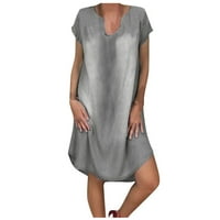 SPEMEM žene modni kratki rukav v izrez traper jean haljina dužine koljena traper kratka haljina