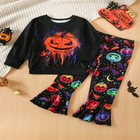 Bagilaanoe Little Girl Halloween Outfit bundeve Print dugih rukava Duks dukseri + pantalone 3T 4T 5T