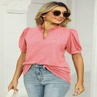 Dabuliu ženske majice kratkih rukava V-izrez Modna majica pulover Summer Loose bluza Vrh