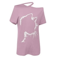 Majice za ženu za žene za čišćenje Ženskih orez vrata Ležerne prilike labave halter modne mačke kratke