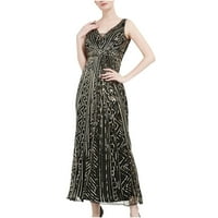 Žene1920S Vintage haljina Veliki Gatsby Sequin ukrašeni mrežasti koktel haljine V-izrez Maxi haljina