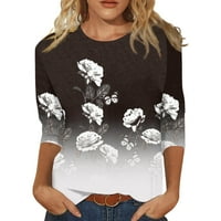 Cuoff bluze za ženske majice za rukav za slatke grafičke tine, casual plus veličina Osnovni pulover Ženske vrhove tamno siva 2x