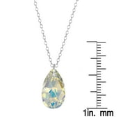 Austrijska kristalna suzarca Sterling Srebrna ogrlica - -Ourora Borealis