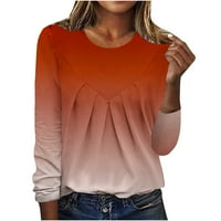 Jaliov pulover vrhove za žene okrugli vrat dugih rukava na džaled prednje gradijent boje vrećica Elegantna