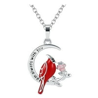 Sanfanil Heart ogrlice nakit Sterling srebrni crveni privjesak za ptice