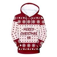 Lilgiuy muški povremeni božićni džemper digitalni tisak dukserice s kapuljačom