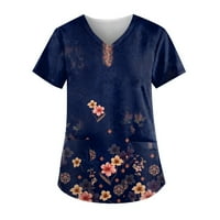 Feterrnal ženska retro tiskana radna odjeća V-izrez plus veličina majica sa džepovima Bluze za žene