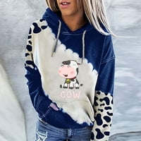 Umitay pulover Dukseri za žene Ženska Ležerna moda Slatka krava Print dugih rukava s kapuljačom gornjim