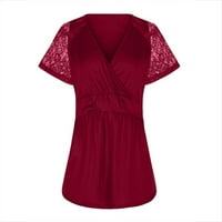 Bazyrey ženske vrhove žene ljeto plus veličine Top kratkih rukava zamotavanje čipkaste haljine bluza
