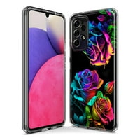 Samsung Galaxy A Colorful Neon Rainbow Glow Roses Dvostruki poklopac telefona