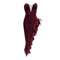 Sunčana haljina Side Strit Sequin Feather Gown haljina dame cijevi vrhunska crvena haljina 3xl