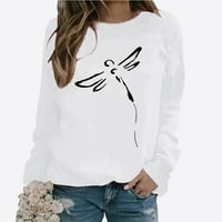 Pad pulover za žene dugim rukavima dugim rukavima Duks zmaj Dragonfly Print Pulover casual y2k trendi