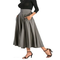 Niuer Womens Maxi suknje Duga suknja za dame Modni struk Maxi haljine Side Split A-line suknja sa džepom