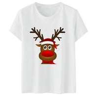 Božićne košulje žene božićni print o vrat kratkih rukava bluza majica na vrhu tea