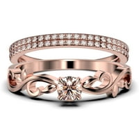 Art Nouvea Twited 1. Carat Round Cut Morgatite i dijamantski movali zaručni prsten, antikni dizajn Vjenčani