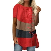 DRSSY vrhovi za žene Dressy Bluzes Ljeto O-izrez Loops Ispiši majice s kratkim rukavima bluza Kafa košulja
