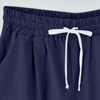 Penkaiy ženska modna nezavisnost suncokretov print capris kratke hlače Aktivne dukseve l mornarica u