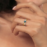 Gem Stone King Srebrna i 10k žuto zlato Blue Diamond Solitaire zaručni prsten za žene