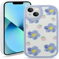 Case kompatibilan za iPhone 13, slatki cvijet mekani TPU zaštitni poklopac branika za žene, plavi cvjetni