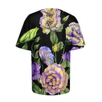 Bluze za ženske ležerne ljetne vrhove cvjetni kratki rukav okrugli vrat TEE majica Ispisana labava strana