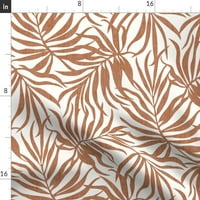 Pamuk Satens Stolcloth, 90 kvadrat - neutralni tropski teksturirani izgled terakota palmi lišće prašutne tonove zemaljskih tonova Ispisuje posteljinu za tablicu od strane kašičice