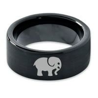Tungsten Slon životinja 2D Style Art Band prsten Muškarci Žene Udobne cipele Crni ravni rez brušeni