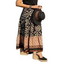 Neilla Ženska dugačka haljina Geometrijska tiska Maxi suknja Elastični suknje visokih struka Dame Ležerne