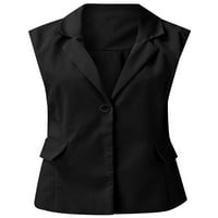 Bomotoo ženski odjeća Blazer PARIONCOAT bez rukava bez rukava Casual Jakna prsluk za radne odijele Crne