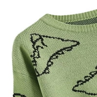 Weabuple Women Dinosaur Print Pleteni džemper Estetski harajuku Predivan pulover e Girl Streetwear Preppy