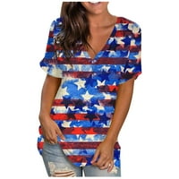 FOPP prodavač Ženski ljetni vrhovi Ležerni modni kratki rukav V rect majica na majici narezinu Američka