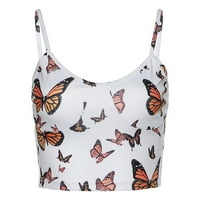 Lilgiuy ženska bluza bez rukava na rukavu Žene modni casual kratki leptir print suspender bez rukava