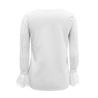 Žene Ležerne prilike Diamond Gledsed Majica čipka za dugih rukava BlouZa V izrez Majica Pulover Lood